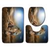 3D Lion Bathroom Toilet Three-Piece Floor Mat Door Mat Bathroom Carpet