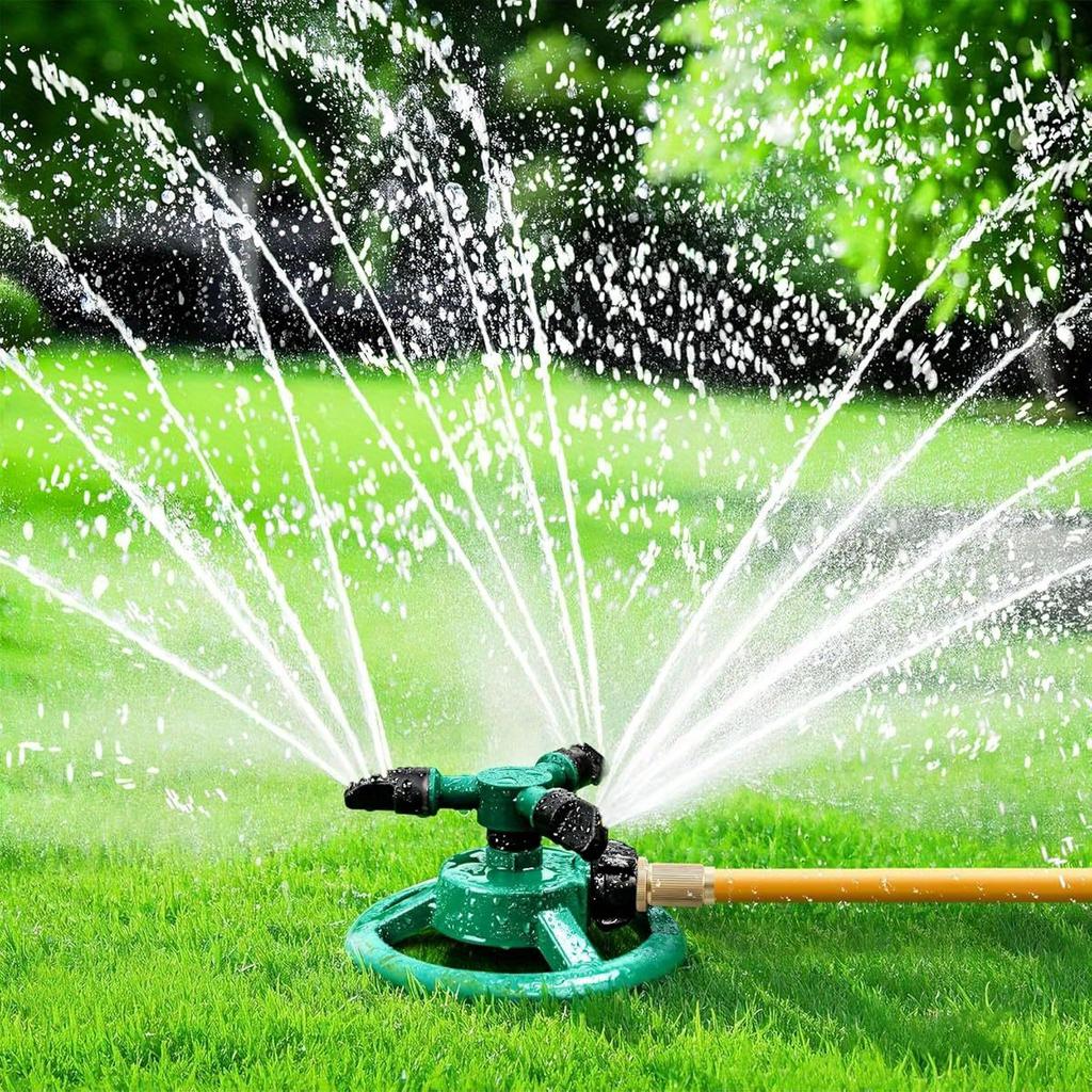 Aspersor de disco pequeno para relvado, aspersor de plástico rotativo de três braços, spray de rotação de 360 graus