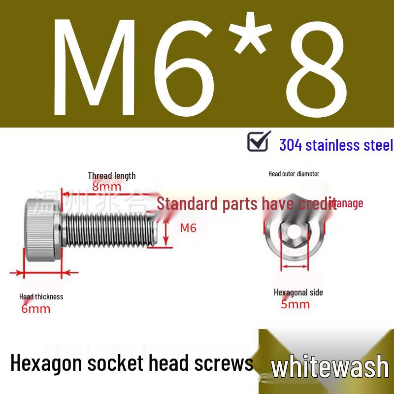 304 Stainless Steel Hex Socket Head Cap Screws, Cylindrical Head, DIN912.