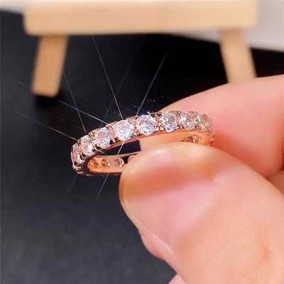 Neuer, schlichter, stilvoller runder Bandring für Frauen, mikrogepflasterter Zirkonia-Stein, tägliche Kollokation, Mädchen-Ring, Statement-Schmuck