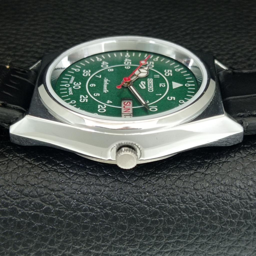 VINTAGE SEIKO 5 AUTOMATIC 6309A JAPAN MENS REFURBISHED GREEN WATCH a442217-1
