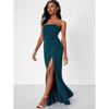 Foreign Trade Lu's Tube Top Sexy Backless Show White and Green Gyaru Fishbone Chest Emphasizing Split Formal Dress Evening Wear Dress Women