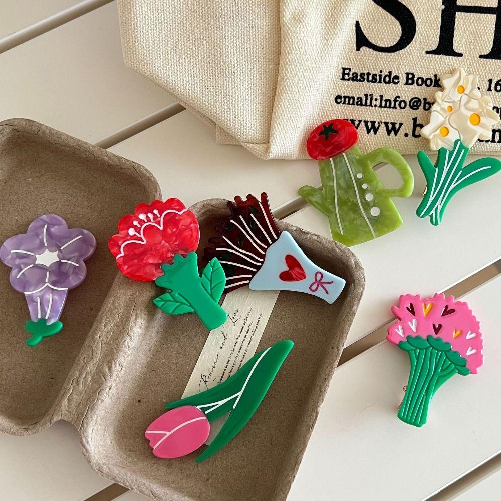 Vegetable Acetic Acid Flower Hairpin Fruit Tulip Duckbill Clip Cartoon Animals Hair Clip  Girls