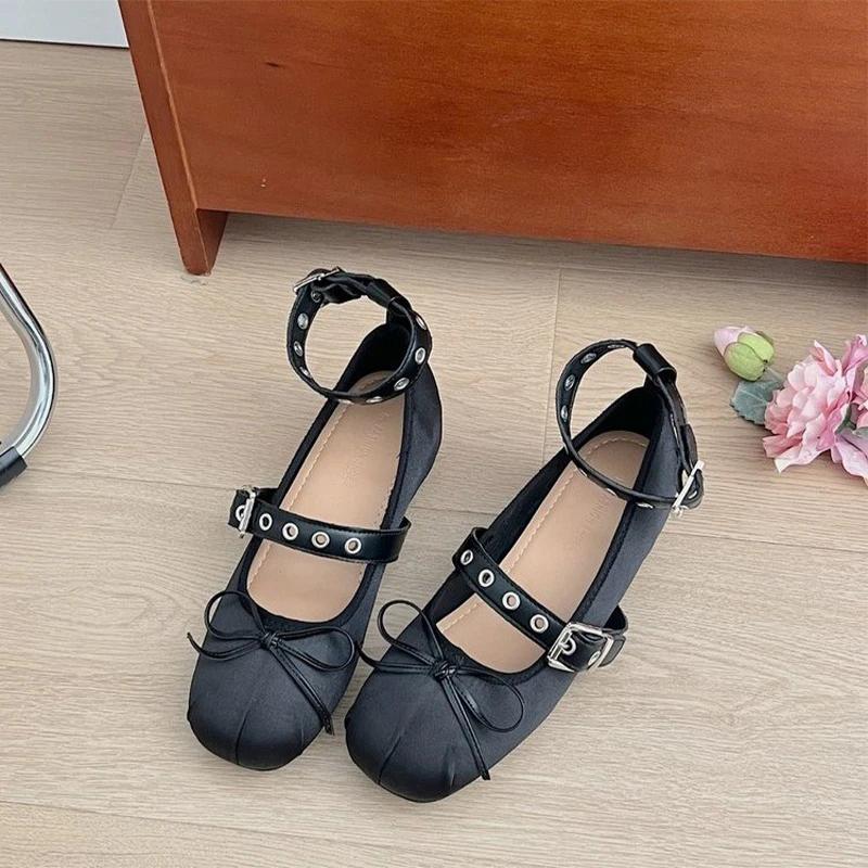Fashion Women Bow Ballet Dance Shoes Shallow Flats Designer Rome Shoes New Walking Casual Shoes Sandals Cozy Trend Dress Mujer Zapatos