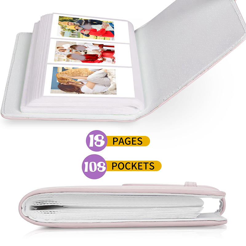 108 Pockets Photo Album for Mini 12 - 3 Inch Film Camera Storage, PU Leather Stamp Collection Book, Mini Photo Paper Organizer