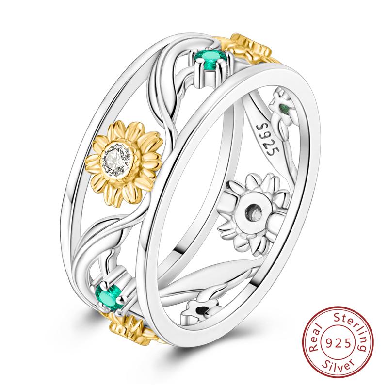 New Rings For Women 100% 925 Silver Star Moon Colorful Zircon Rings Fine Wedding Engagement Birthday Jewelry Gifts