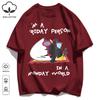 Sleeping In A Monday World Printing Retro Unisex T-Shirts Loose Cotton T Shirt Trendy Summer Tee Unisex Fashion Sports Clothes