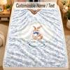 Flannel BlanketPeter Rabbit Custom Name Text Personalized Soft Warm Throw Blanket Home Decor Gift