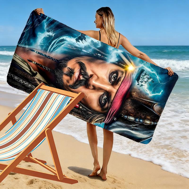 Captain Jack Print Beach Towel, Large Soft Quick Dry Towel for Beach Camping Swimming