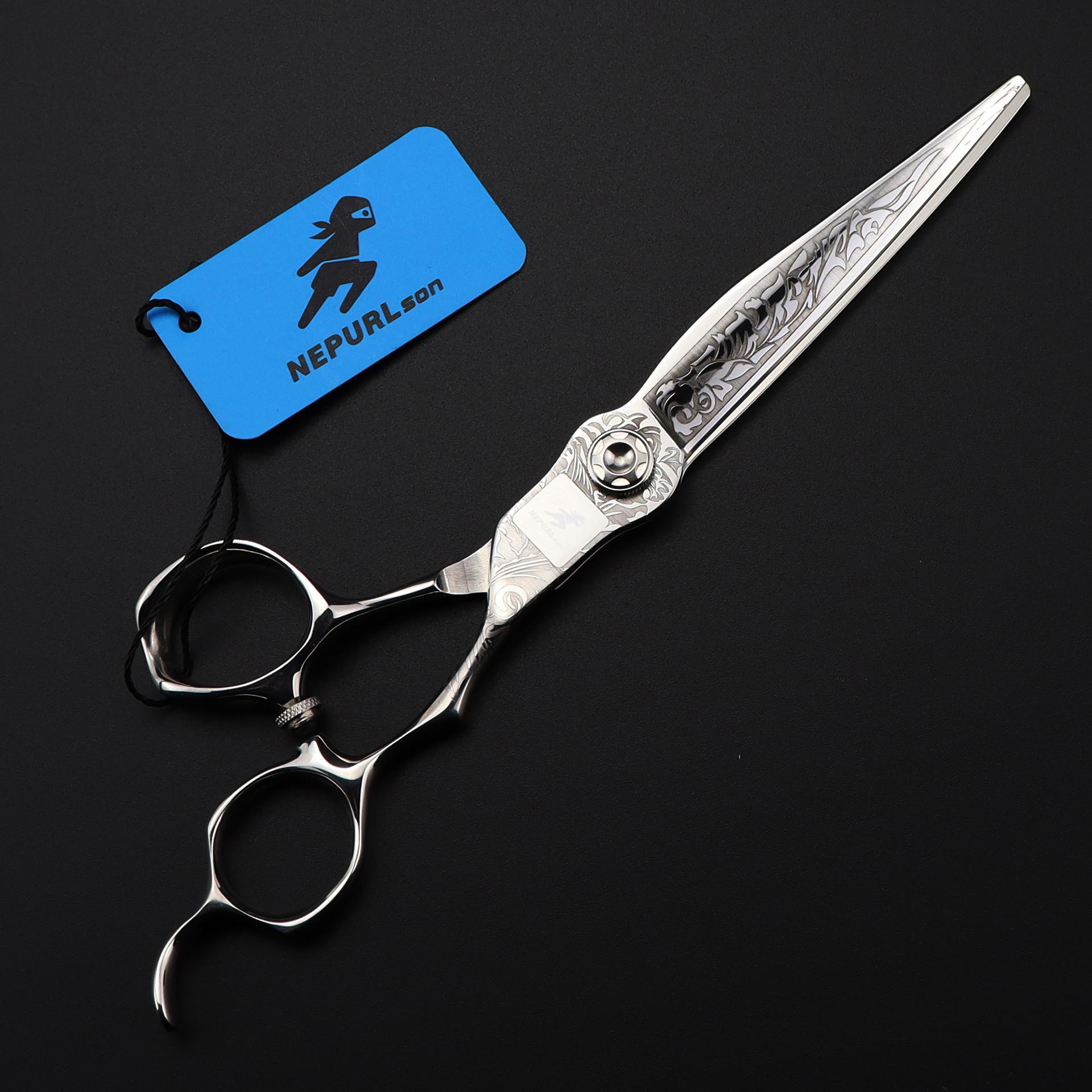 

6-Inch, 6.8-inch 440C engraved models, hair clippers, hair clippers, special for hair stylists 07-1 6.8inch high-end carved flat