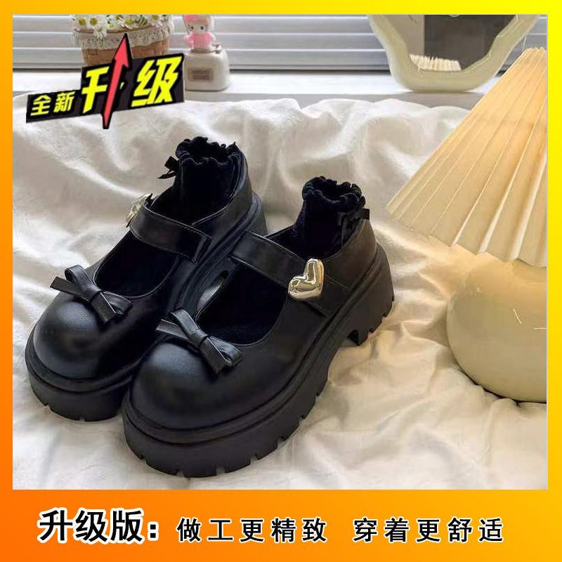 

Британские туфли Мэри Джейн на одинарной подошве, с круглым носком и бантом, на платформе, маленькие кожаные туфли, женские, 2025, новая весна, японский стиль jk, ретро 35