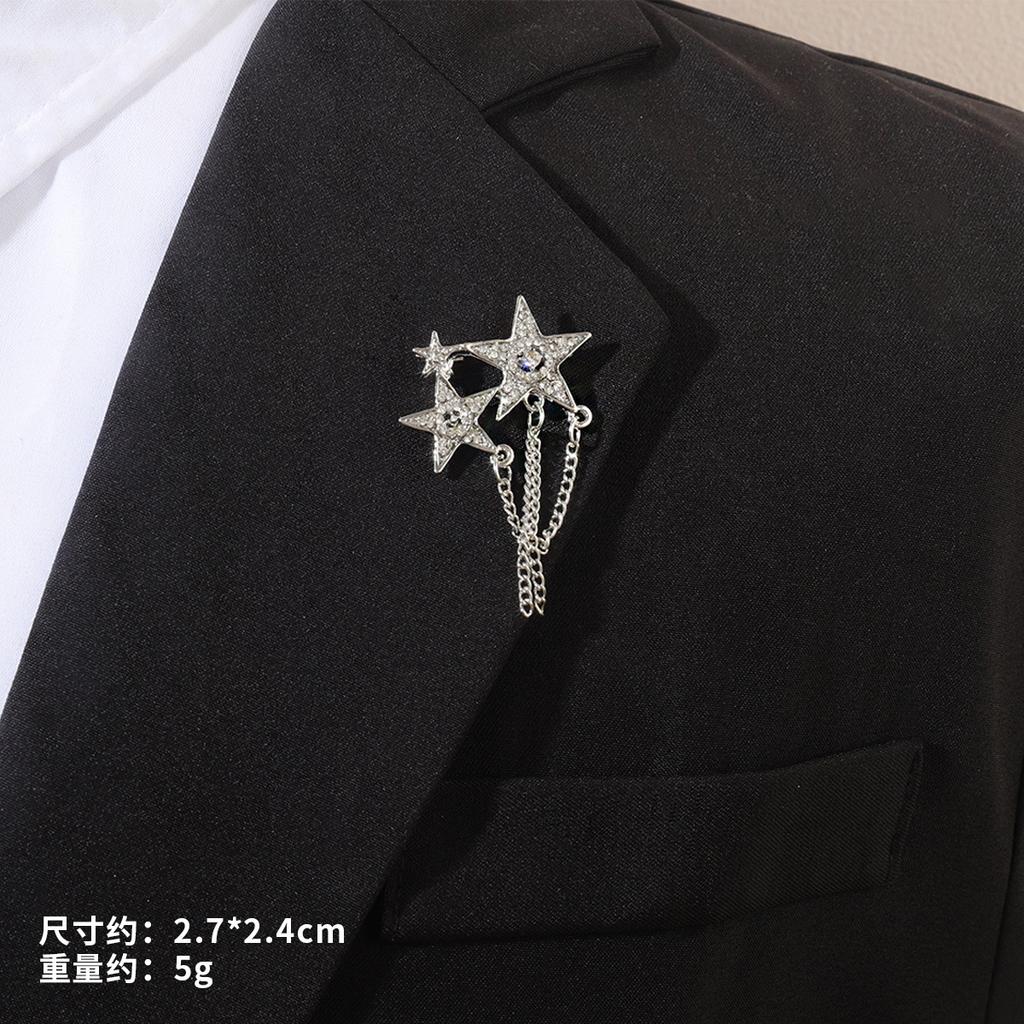 Fashion Accessories Personalized Tassel Pentagram Brooch Suit Corsage Chain Pendant Men'S And Women'S Cardigan Pin Buckle