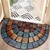 Floral Semicircle Entrance Doormat - Decorative Flower Tile Design