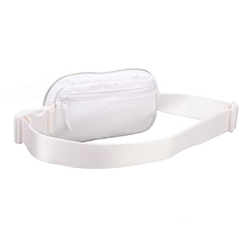 Ongwan Sports Belt Pouch, Large Capacity Adjustable Waist Belt Bag, 60-120cm (White)