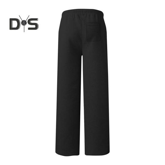 Women Sport Pants Mid-rise Elastic Waist Adjustable Drawstring Long Trousers Solid Color Wide Leg Autumn Winter Velvet Lining Trousers