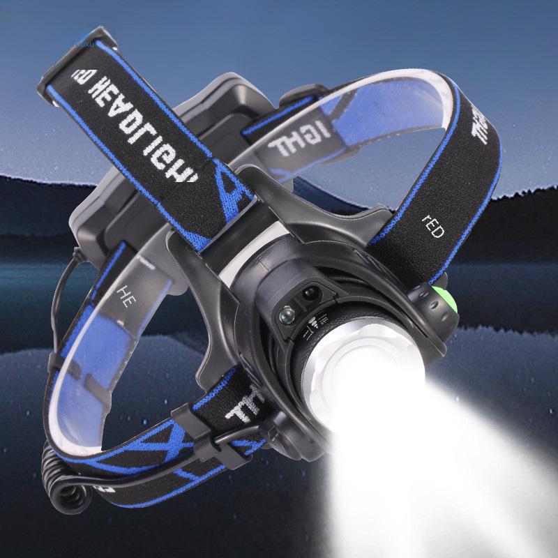 Rechargeable LED Head-Mounted Fishing Light - Super Bright, Waterproof, Induction Activated, with Telescopic Zoom