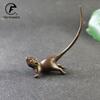 Long Tail Mouse Miniature Figurine Chinese Style Tea Pet Vintage Pure Copper Rat Ornament Desk Craft Home Decoration Accessories