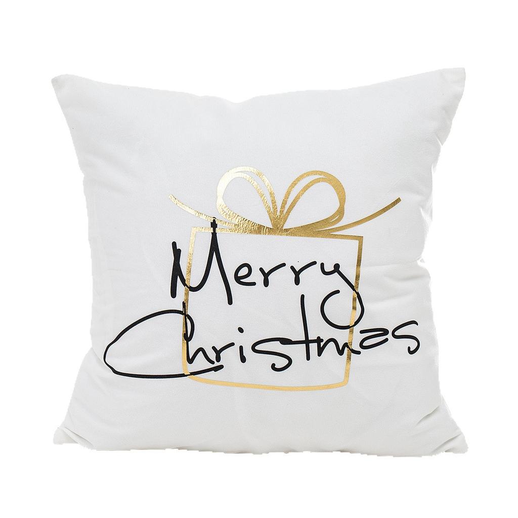 Christmas Atmosphere Bronzing Craftsmanship Festive Feel Pillow Cover Fabric Soft and Comfortable Home Sofa Pillow Bedside Cushion