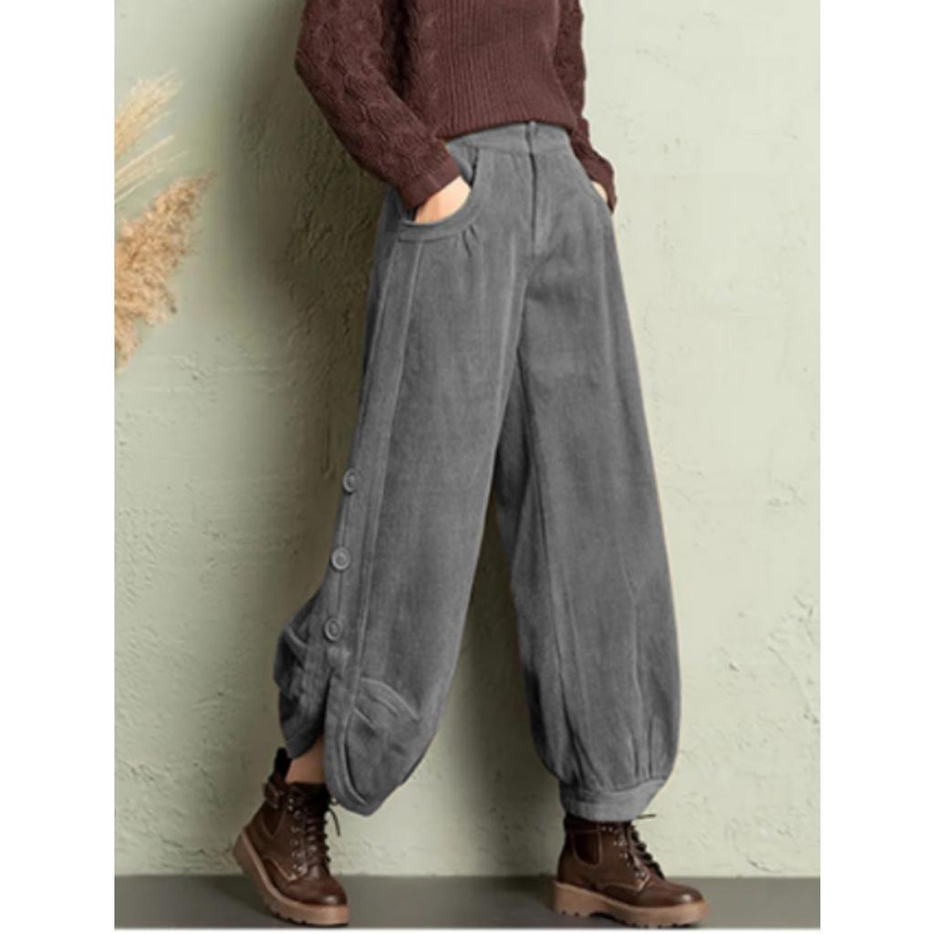 Autumn/Winter Corduroy Dad Wide Leg Pants Women's Autumn/Winter New Style Striped Velvet Loose Nine Cent Boots Pants