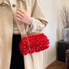 Small Lace Girls Flower Shell Bag With Pearl Chain For Daily Use
