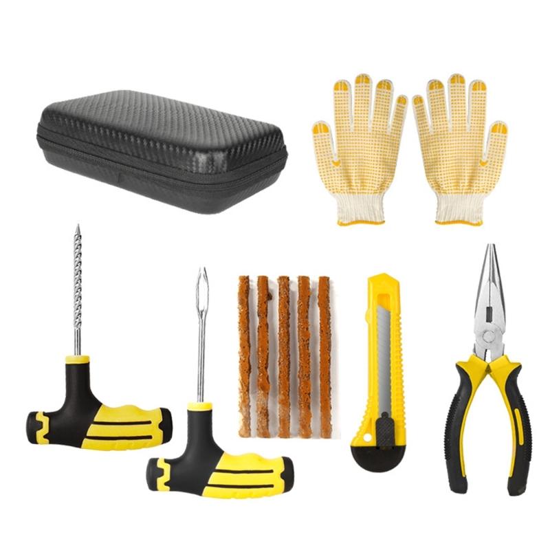 Car Bike Motorbike Tire Repair Kit Studding Tool Set Tubeless Tyre Puncture