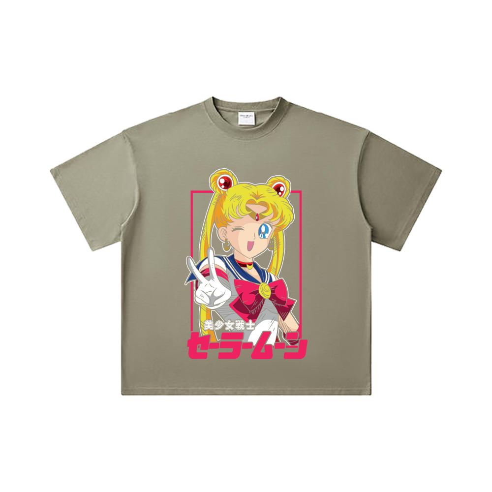260 GSM Double Yarn 32 Count 100% Cotton Sailor Moon V9 Minako Print Unisex Heavy Cotton T Shirt