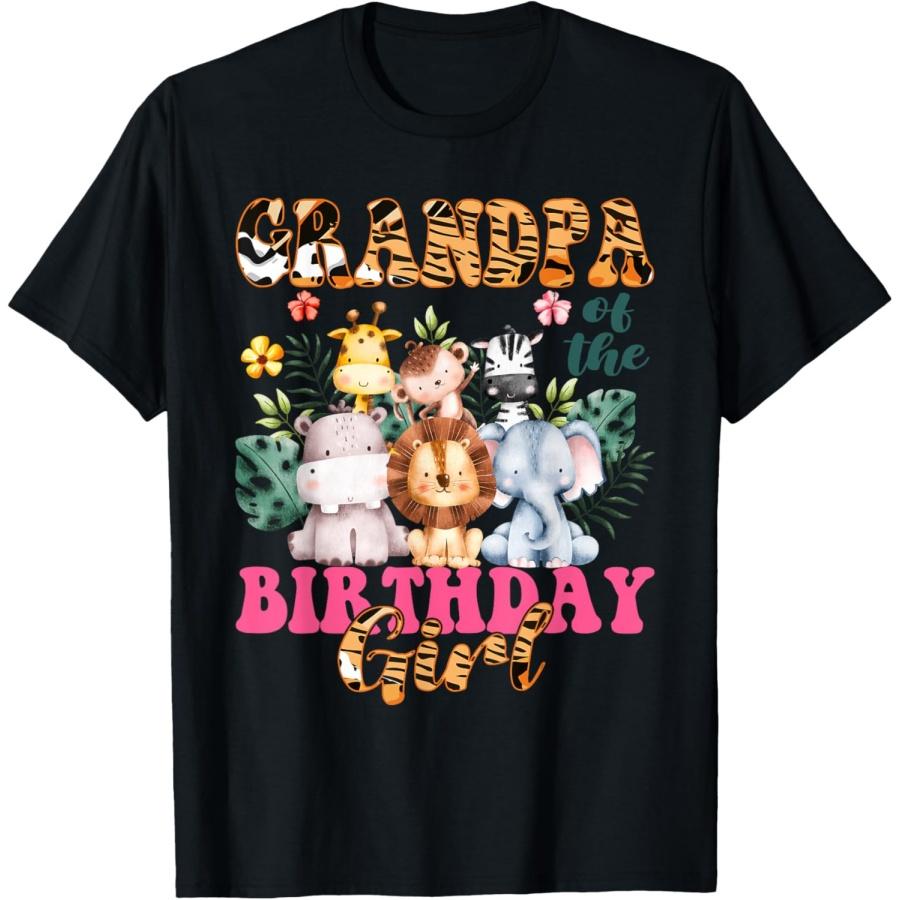 Grandpa Of The Birthday Girl Zoo Theme Animal Party Safari T-Shirt S