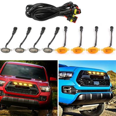 Lumière de Calandre LED Universelle pour Voiture Fumé Ambre Blanc 4LED Éclairage Lampe Œil d'Aigle pour Hors Route Coffre SUV Ford Toyota