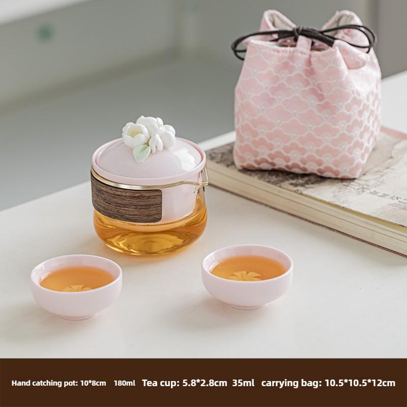 

Ceramic Pink Travel Tea Set, Simplicity Household Small Set, Portable Exquisite Quick Cup, Creative Outdoor Camping Teapot