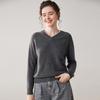 Women's Autumn Winter Cashmere V-Neck Raglan Sleeve Thick Knit Sweater