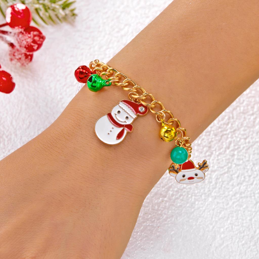 Christmas Metal Chain Necklace For Women Girls Santa Claus Snowman Bell Elk Wreath Pendant Clavicle Choker Party New Year Gifts