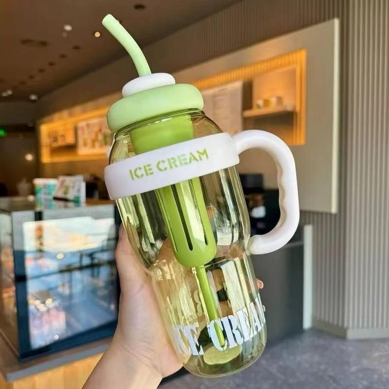 Water bottle summer girls high value large capacity water cup ice cup straw big belly cup sports student kettle large cup