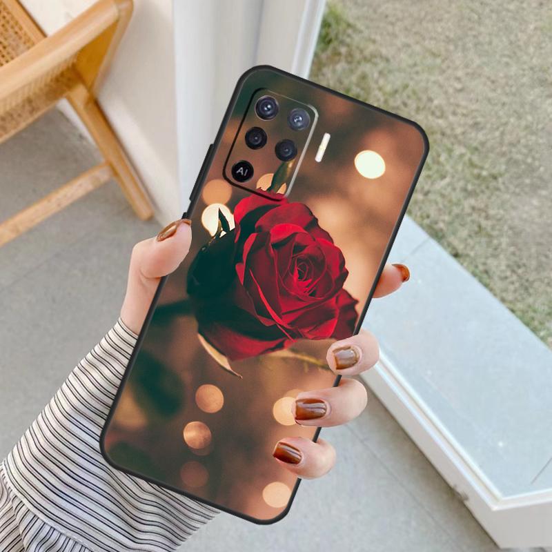 Bright Red Roses Flowers Case For Oppo A94 A74 A54 A80 A60 A40 A18 A38 A58 A78 A98 A96 A76 A16 A15 A17 A57 A77 A5 Pro