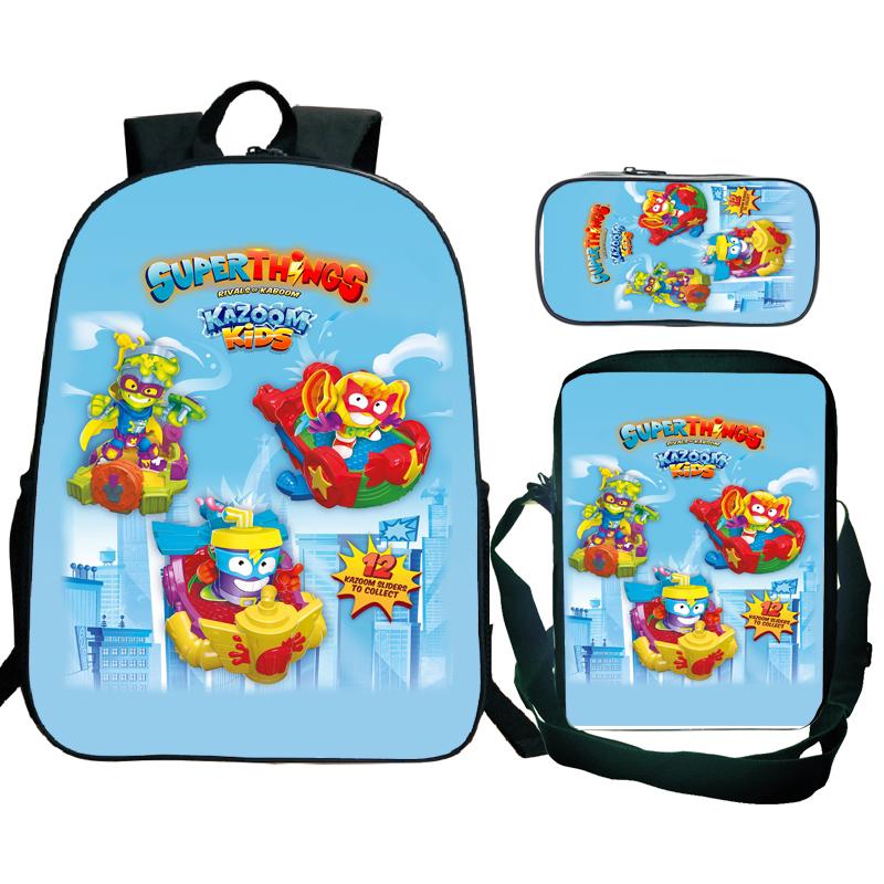 3Pcs/set Superzings Kazoom Kids Backpack Superthings Teenager Students Schoolbag Rucksack Children Laptop Daypack