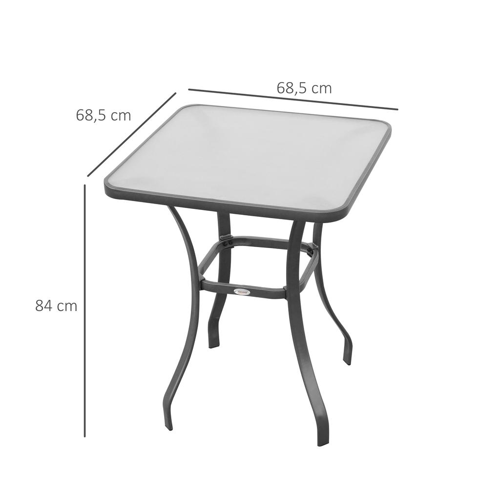 Gartentisch Bistro Tisch Glastisch Sicherheitsglas+Metall Schwarz L68,5xT68,5xH84cm