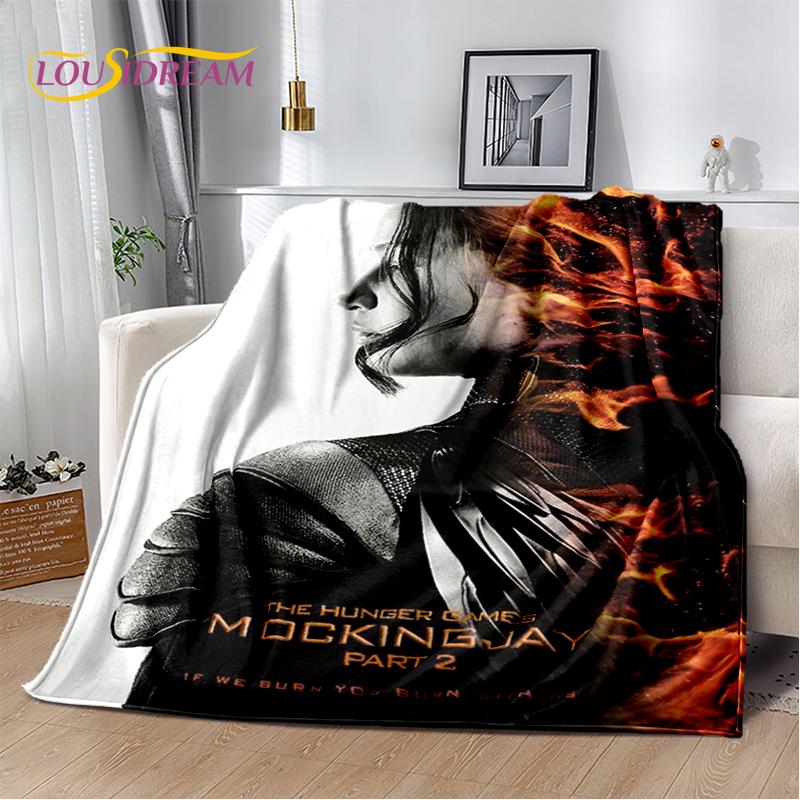 3D Dřevěná deka s postavou lukostřelce z filmu Hunger Games, měkká flanelová deka na postel, do ložnice, na pohovku, na piknik, přehoz na přikrytí venku