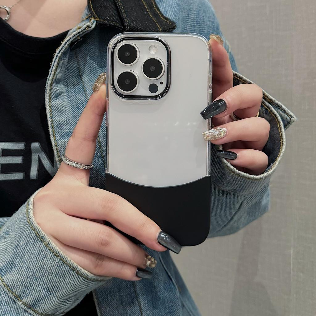 Applicable To IPhone 15 Two-color Splicing Mobile Phone Case Apple 14 Full-inclusive PC Creative Two-in-one Protection Case