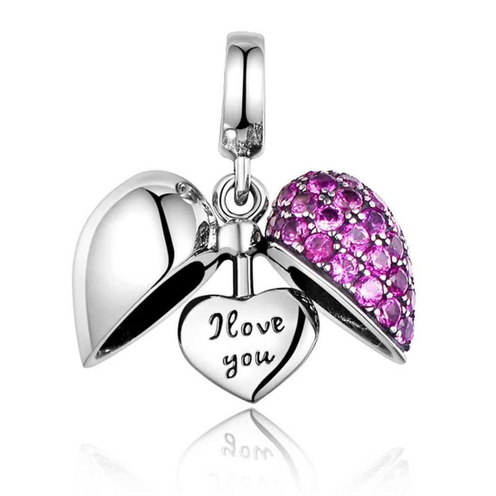 S925 Silver Fashion Zircon Heart Pendant DIY Craft Accessory For Necklace Jewelry Making