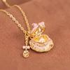 Cartoon Heart Shaped Pendant Necklace With Gold Plating For Casual Wear