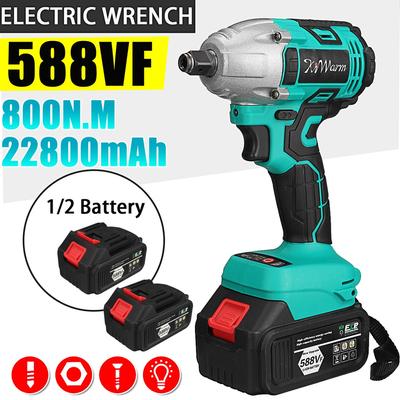 588vf 22800Amh 520N.M Vridmoment Borstlös sladdlös elektrisk slagnyckel Elverktyg 2 litiumjonbatteri för Makita 18V batteri