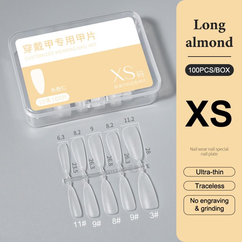 100Pcs/Box Xs/S/M Fake Nails No Polishing No Trace Press On Nails Clear Artificial Thin Nail Tips For Nail Extension Home Diy