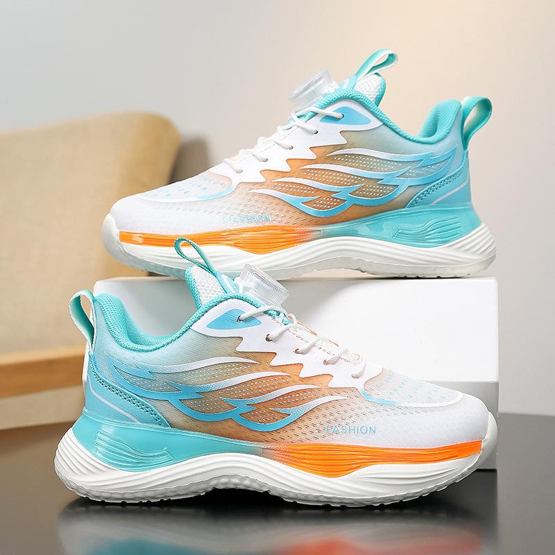 Boys sports shoes students lightweight non-slip skipping rope running shoes summer breathable button children's white shoes