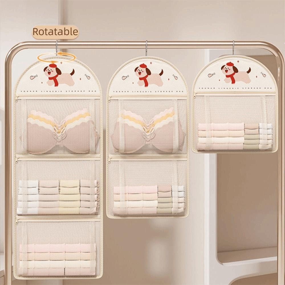 Cartoon Socks Storage Hanging Bag 1/2/3 Layer Hanging Mesh Bag Clothing Storage Bags  Dormitory