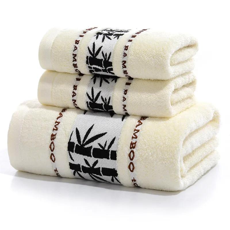 

3PCS Sets Bamboo Bathroom Towels Sets Embroidered Luxury Hand Face Towels 2pcs 34x74cm and Bath Towel 1pcs 70X140cm Gift Towels 3pcs set