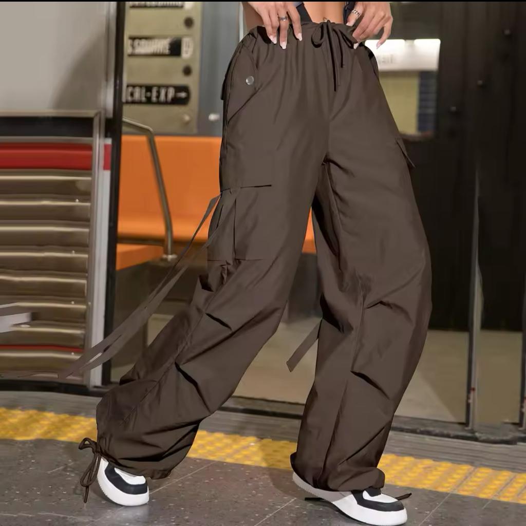 Spring and Summer Rose Red Work Pants for Women's Summer New Style Bow Drawstring Wide-leg Sports Pants