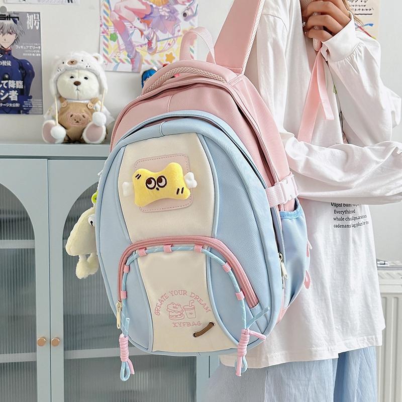 Student Schoolbag Women's Contrast Color Backpack Children's Backpack for Girls