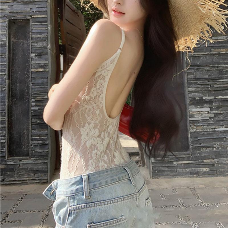 Sexy Lace Backless Sleeveless Slim Camisole Summer Women's Bodysuit