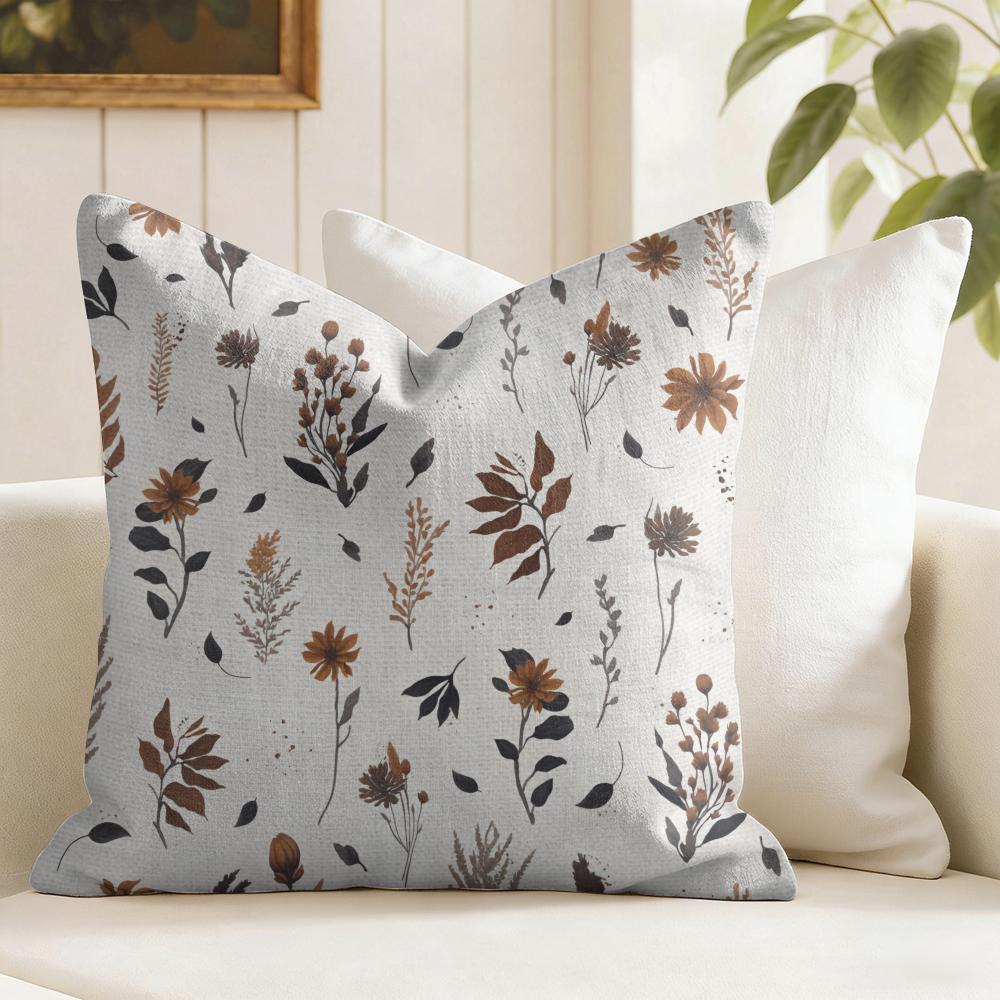 Boho Wildflowers Pattern Cushion Cover Natural Linen Pillow Cover DoubleSided Print Cushion Cover for Sofa Home Decor