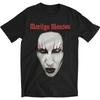 Marilyn Manson Labbra Rosse Stampa Grafica Band Estate, Autunno, Inverno T-shirt a Maniche Corte Uomo e Donna Casual Ampia Outdoor
