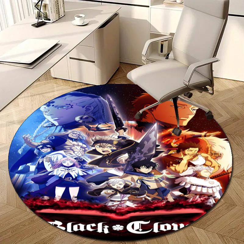 Personalized Black Clover Round Chair Office Rug - Perfect for Mat, Office Chair & More - Ideal Gift for Birthdays and Holidays